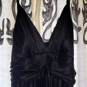 Gorgeous long black satin maxi dress